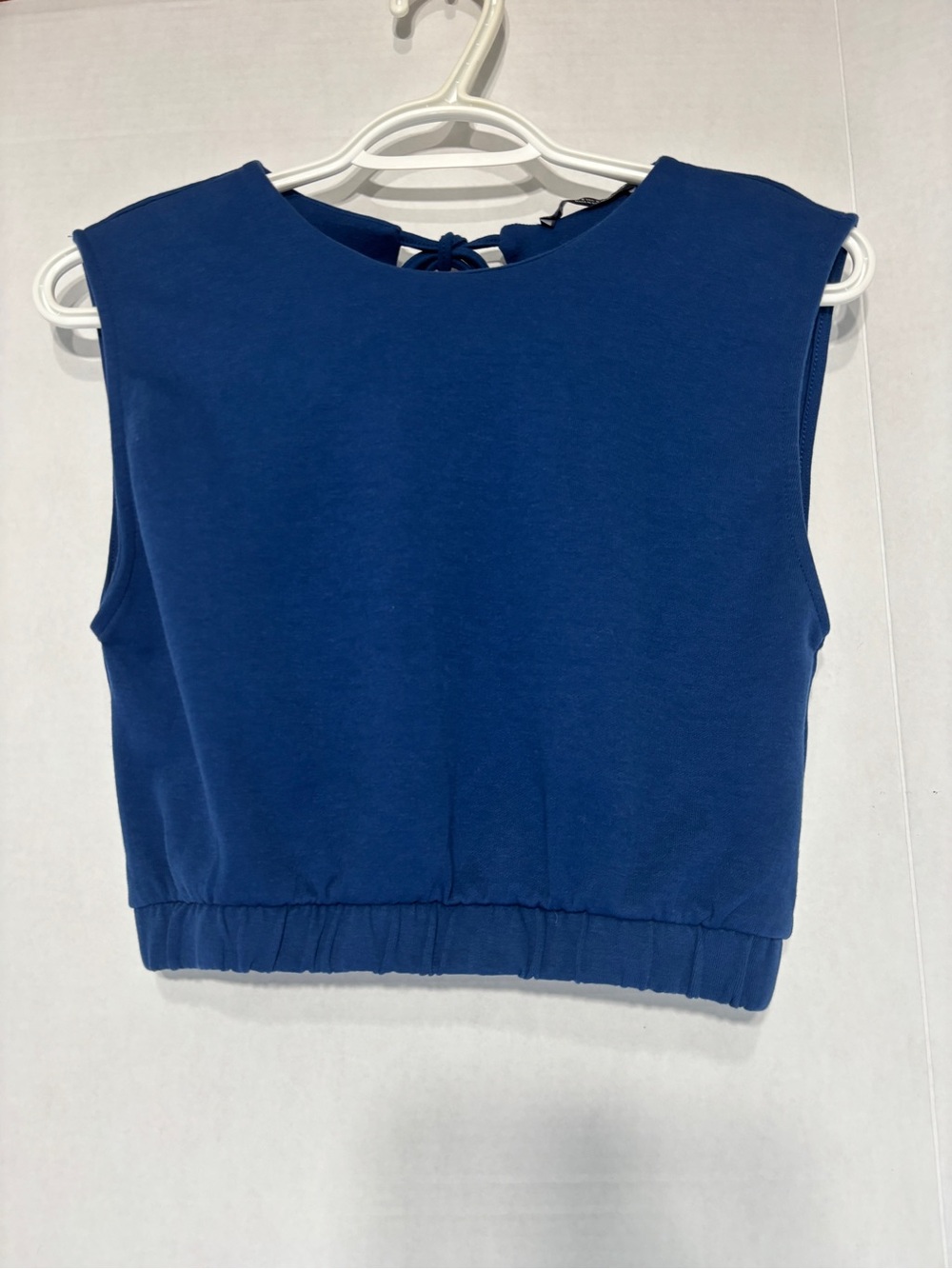 Zara Women’s Blue Sleeveless Crop Top Tie Back Summer Boxy Shirt